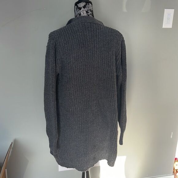 Jones New York Chunky Open Front Cardigan-GREY-Small - Picture 3 of 4